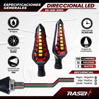 Foto 1 | Foto 1 | Direccionales Led Secuencial Tipo Daga para Moto Rasen