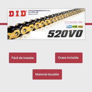 Foto 5 | Foto 5 | Cadena Para Moto 520vox116l O-ring Dorada Did