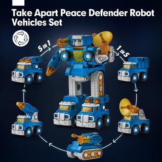 Foto 2 | Foto 2 | Stem Toys Hahaland 5 En 1 Take Apart Trucks Transform Robot - Venta Internacional