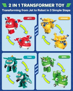 Foto 3 | Foto 3 | Paquete De 15 Unidades Toy Super Wings Transformer Con Ruedas Móviles Reales - Venta Internacional.