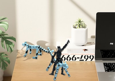 Foto 4 | Foto 4 | Figura De Acción T13 Action Cat Robot Impresa En 3d, Azul - Venta Internacional.