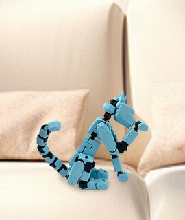 Foto 6 | Foto 6 | Figura De Acción T13 Action Cat Robot Impresa En 3d, Azul - Venta Internacional.