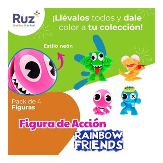 Foto 4 | Foto 4 | Figuras De Colección Ruz Rainbow Friends (acabados Neon 4 Pack 6 Cm)