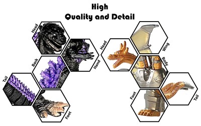 Foto 2 | Foto 2 | Juego De 2 Figuras De Acción De Juguete Twcare Legendary Shin Godzilla Contra Mecha King Ghidorah - Venta Internacional.