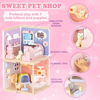 Foto 3 | Foto 3 | Juego De Figuras De Perro Y Gato Toy Tqqfun Pet Buddy Con Caseta Para Mascotas - Venta Internacional.