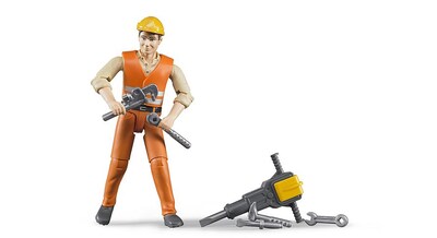 Foto 2 | Foto 2 | Figura de Acción Bruder Construction Worker con Accesorios - Venta Internacional