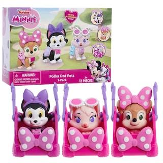 Foto 1 | Foto 1 | Toy Figures Disney Junior Minnie Mouse Con Lunares Para Mascotas, Paquete De 3 - Venta Internacional.