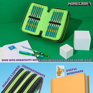 Foto 5 | Foto 5 | Estuche Para Lápices Con Relleno De Minecraft Y Papelería Para Niños, Color Negro - Venta Internacional.