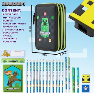 Foto 6 | Foto 6 | Estuche Para Lápices Con Relleno De Minecraft Y Papelería Para Niños, Color Negro - Venta Internacional.