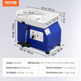 Foto 7 | Foto 7 | Máquina Formadora De Cerámica Pottery Wheel Vevor De 11 Pulgadas Y 350 W - Venta Internacional.