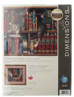 Foto 1 | Foto 1 | Dimensiones Del Kit De Punto De Cruz Con Las Dimensiones Del Gato «federico El Alfabetizado» - Venta Internacional.