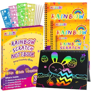Foto 1 | Foto 1 | Set De Cuadernos Para Rascar Con Forma De Arcoíris De Arte Pigipigi - Venta Internacional.