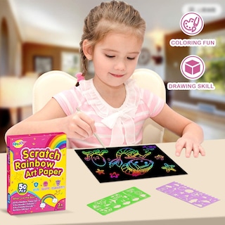 Foto 3 | Foto 3 | Juego De Papel Para Rascar Art Craft Rainbow Rmjoy Con 60 Piezas Para Niños - Venta Internacional.