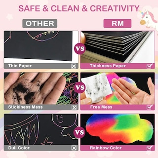 Foto 5 | Foto 5 | Juego De Papel Para Rascar Art Craft Rainbow Rmjoy Con 60 Piezas Para Niños - Venta Internacional.