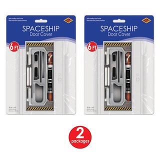 Foto 2 | Foto 2 | Fundas Para Puertas Beistle, Nave Espacial De Plástico, 6 Pies X 30 Cm, Juego De 2 - Venta Internacional.