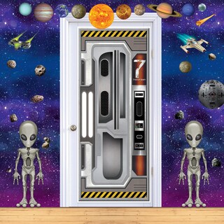 Foto 4 | Foto 4 | Fundas Para Puertas Beistle, Nave Espacial De Plástico, 6 Pies X 30 Cm, Juego De 2 - Venta Internacional.