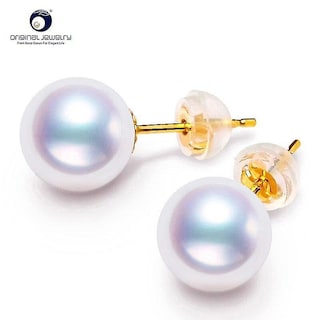 Foto 1 | Foto 1 | Pendientes Huoguo Pendientes De Oro De 18 Quilates Con Perla Akoya Blanca De 8 Mm - Venta Internacional.