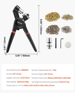 Foto 7 | Foto 7 | Juego De Herramientas Con Ojales Vevor 500 Unidades Ojales Metálicos De 6 Mm Con Alicates - Venta Internacional.