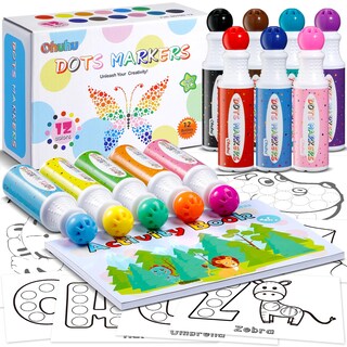 Foto 1 | Foto 1 | Marcadores De Puntos Ohuhu, Lavables, 12 Colores, Con 40 Ml De Tinta Y Libro - Venta Internacional.