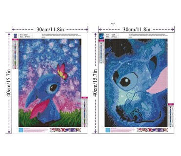 Foto 2 | Foto 2 | Kits De Pintura Diamantes Para Stitch 5d Diy 40×30 Cm 3 Pzs Colores