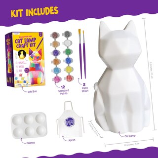 Foto 3 | Foto 3 | Kit De Lámparas Paint Your Own Cat Laoese Con Material De Arte Para Niños De 6 A 12 Años - Venta Internacional.