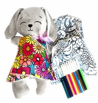 Conejo De Peluche Mandala 3 Vestidos Lavables Altus  Peluche Gris Con Plumones Juguete Educativo