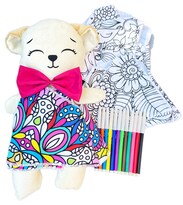Perro De Peluche Mandala 3 Vestidos Lavables Altus  Peluche Blanco Con Plumones Juguete Educativo