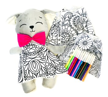 Foto 3 | Foto 3 | Perro De Peluche Mandala 3 Vestidos Lavables Altus Peluche Gris Con Plumones Juguete Educativo