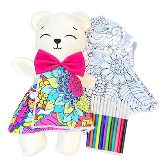 Foto 1 | Foto 1 | Oso De Peluche Mandala 3 Vestidos Lavables Altus Peluche Blanco Con Plumones Juguete Educativo