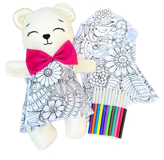 Foto 3 | Foto 3 | Oso De Peluche Mandala 3 Vestidos Lavables Altus Peluche Blanco Con Plumones Juguete Educativo