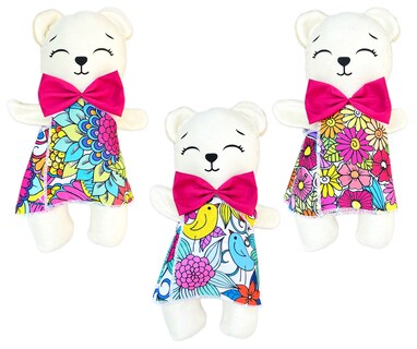 Foto 5 | Foto 5 | Oso De Peluche Mandala 3 Vestidos Lavables Altus Peluche Blanco Con Plumones Juguete Educativo
