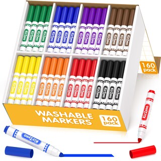 Foto 1 | Foto 1 | Marcadores Lavables Kizzyea, 160 Unidades, Para Niños, 8 Colores A Granel - Venta Internacional.