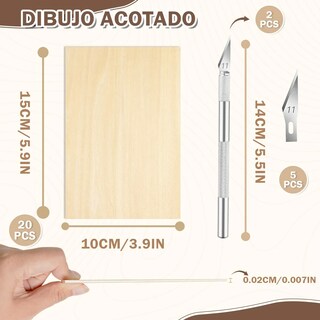 Foto 2 | Foto 2 | 20 Piezas De Artesanía De Madera De Balsa Belug 10 X 15 Cm Cafe Claro