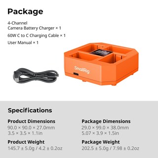 Foto 6 | Foto 6 | Cargador De Batería De Cámara Smallrig De 4 Ranuras Para Sony Np-fz100 - Venta Internacional.