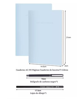 Foto 4 | Foto 4 | Cuaderno A5 Libreta Boceto Dibujo Art Book Azul Claro 4 Pcs