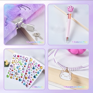 Foto 6 | Foto 6 | Diary Pjdrllc Agenda Con Forma De Gato Con Candado Para Niñas De 6 A 8 Años - Venta Internacional.