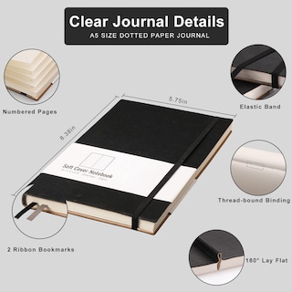 Foto 4 | Foto 4 | Cuaderno Cuadriculado AHGXG Tamaño A5 2 Piezas Negro - Venta Internacional