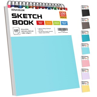 Foto 1 | Foto 1 | Cuaderno De Bocetos Soucolor, 9 X 12, 100 Hojas, Encuadernado En Espiral - Venta Internacional.