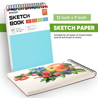 Foto 6 | Foto 6 | Cuaderno De Bocetos Soucolor, 9 X 12, 100 Hojas, Encuadernado En Espiral - Venta Internacional.