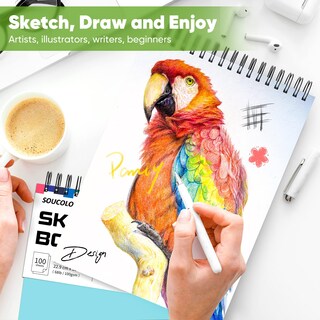Foto 7 | Foto 7 | Cuaderno De Bocetos Soucolor, 9 X 12, 100 Hojas, Encuadernado En Espiral - Venta Internacional.