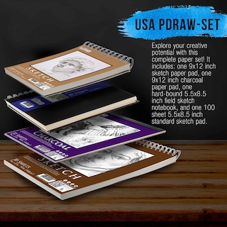 Foto 2 | Foto 2 | Bloques De Papel Para Dibujar Y Dibujar, Material De Arte Estadounidense, Juego De 4 - Venta Internacional.