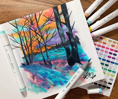 Foto 6 | Foto 6 | Bloc De Papel Con Marcador Ohuhu Para Cuadernos De Dibujo, 21 X 21 Cm, 156 Páginas, 200 G/m² - Venta Internacional.