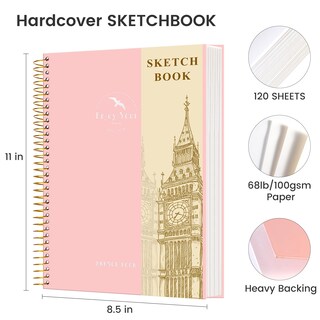 Foto 7 | Foto 7 | Cuaderno De Bocetos En Espiral De Tapa Dura, 21 X 28 Cm, 120 Hojas - Venta Internacional.