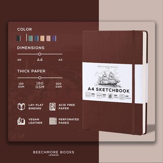 Foto 2 | Foto 2 | Cuaderno De Bocetos Beechmore Books A4, 21 X 29,7 Cm, 156 Páginas, 160 G/m² - Venta Internacional.