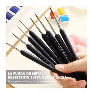 Foto 3 | Foto 3 | Pincel Belug para Acrílico de Dibujo Óleo 11 Piezas color Negro