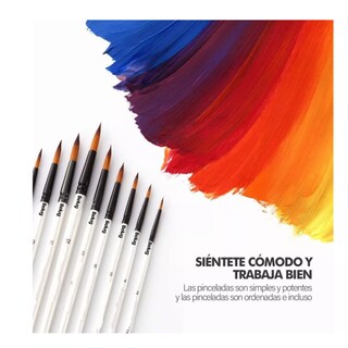Foto 3 | Foto 3 | 24 Pinceles De Nilón Para Pintura Acuarela, Acrílico, Belug Blanco