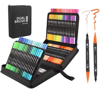 Foto 2 | Foto 2 | Marcadores Plumones Doble Punta Pincel Malubero Multicolor con 120 Piezas