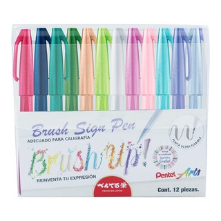 Foto 1 | Foto 1 | Plumas Brushup Pentel Tonos Pastel 12 Piezas