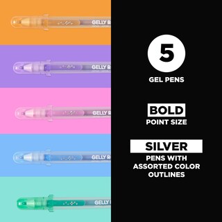 Foto 2 | Foto 2 | Bolígrafos De Gel Sakura Gelly Roll Silver Shadow Bold Point, Paquete De 5 - Venta Internacional.