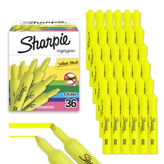 Foto 1 | Foto 1 | Rotuladores Sharpie Tank Style Con Punta Cincelada, Color Amarillo, 36 Unidades - Venta Internacional.